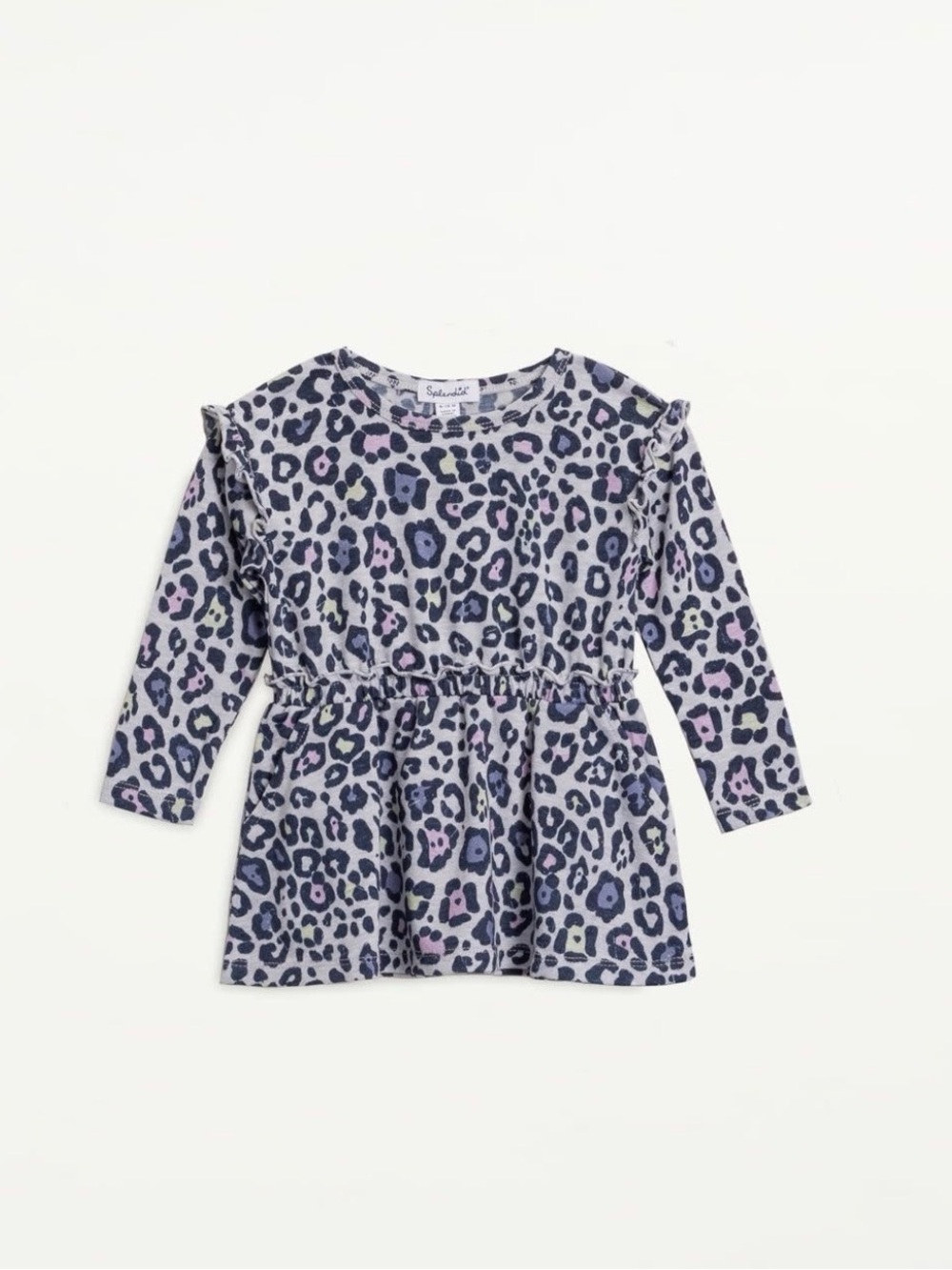 Splendid Kids' Leopard Print Long-Sleeve Dress Set - Gray with Purple & Black
